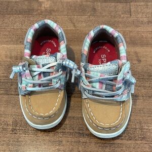 Sperry Baby Tan Leather & Pastel Boat Shoes